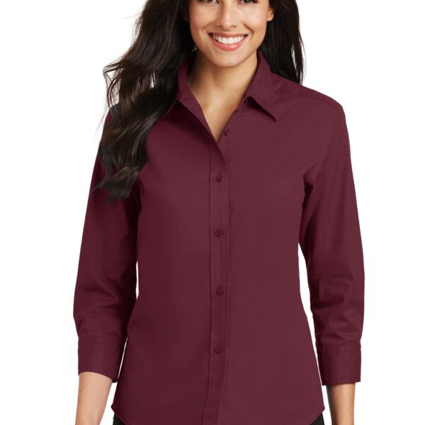 Women's 3/4 Sleeve Button Down Shirt Thumbnail